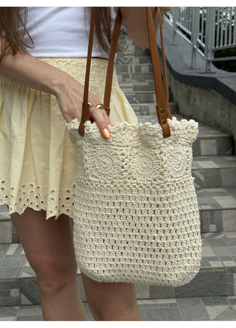 Пляжна сумка в’язана в стилі кроше - легка, містка і стильна для літнього відпочинку B&S (368827043)