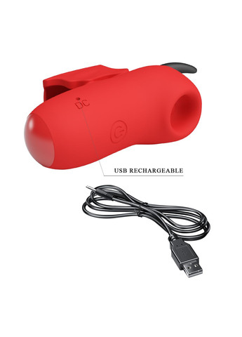 Стимулятор для клитора Magic Devil с сосанием и электростимуляцией, красный, 6.9 см Pretty Love (361670400)