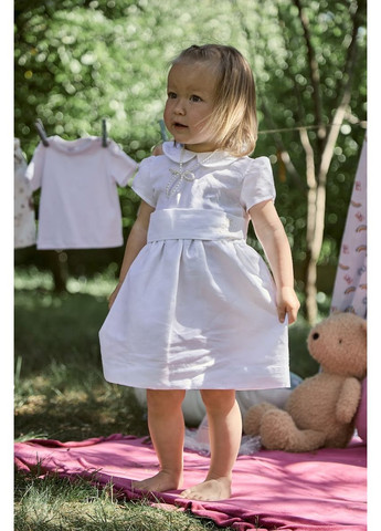 Белое платье праздничное belle, лен, р.92, белый () Twins (354781287)