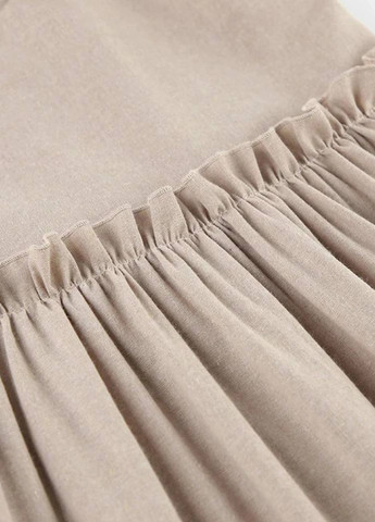 Бежевое повседневный платье с рюшами на завязках Allthings однотонное