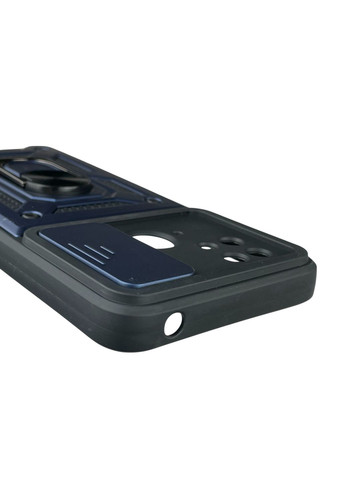 Чохол для Poco C40 броньований з кільцем-тримачем підставкою зі шторкою на сяомі поко с40 темно-синій rg1 Xiaomi (366236532)