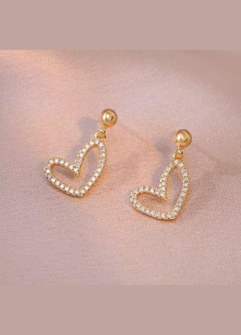 Серьги с сердечками, серьги с камешками, серьги с камешками, украшения, золото, подарок, серьги-сердечки Fashion Jewelry (337718835)