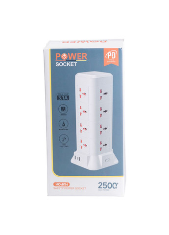 Мережевий фільтр подовжувач 2.8 м з лампою на 12 універсальних розеток з 2 USB, 1 Type-C, бездротова зарядка HP-5-9MF Jooki (360921091)