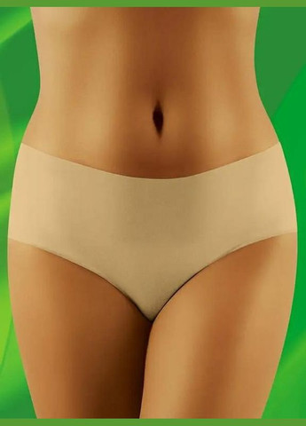 Гладкие женские трусики из хлопка бежевые без швов eco es волбар Wolbar (369612931)