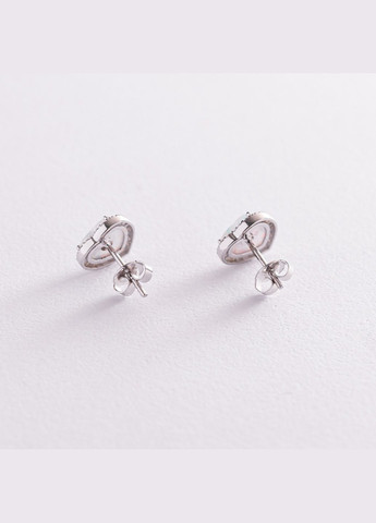 Золоті сережки-пусети Сердечка (ім. опал, фіаніт) с06325 Oniks (264644298)