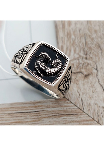 Печать серебряный мужской квадрат с черной эмалью знак зодиака Козерог 520-3Козерог, размер No Brand (358501332)