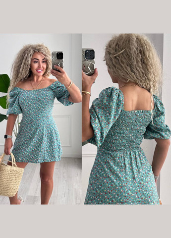 Мятное повседневный, кэжуал женское платье Style Point с цветочным принтом