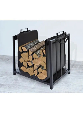 Кошик підставка стійка дровниця тримач органайзер для зберігання дров 50,5х37х50 см (478087-Prob) Чорна Unbranded (302467611)