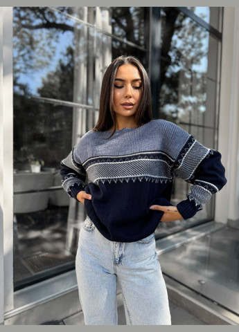 Синій демісезонний жіночий універсальний светр синего кольору 30191 No Brand