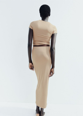 Темно-бежевая кэжуал однотонная юбка H&M