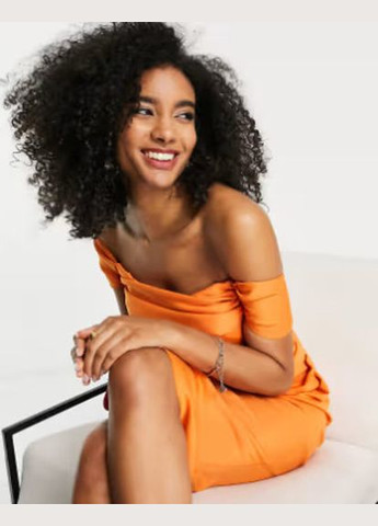 Оранжевое коктейльное платье Asos однотонное
