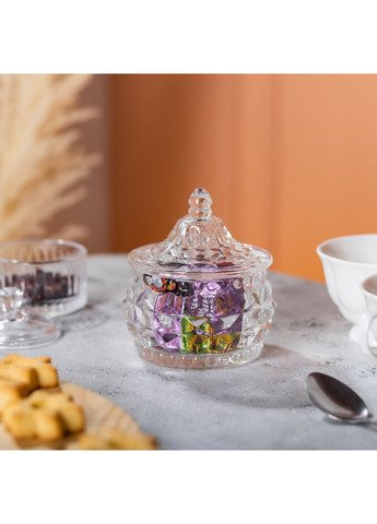 Скляна цукорниця Glass Jay з кришкою в східному стилі, Ice Flowers Прозорий Yiwu (360454743)