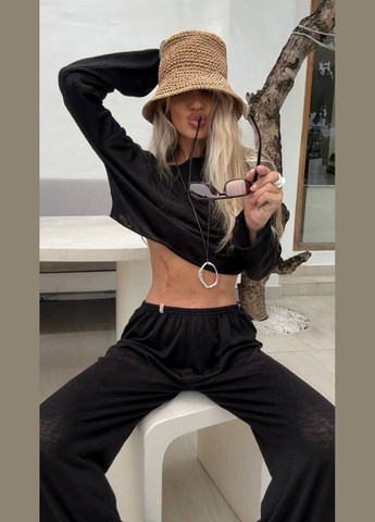 Повседневный черный комплект из турецкой вискозы No Brand 346 (328256261)