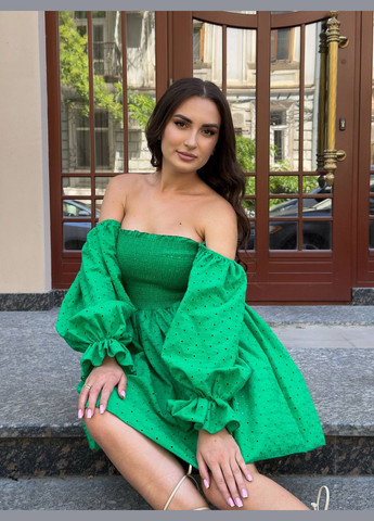 Зелена сукня жіноча, прошва з підкладкою, зелена No Brand