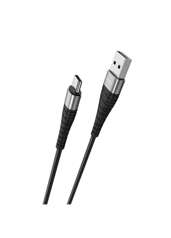 Кабель BX32 USB to Type-C 2.4A, 1m, nylon, aluminum+TPE connectors, Black Borofone (388967105)