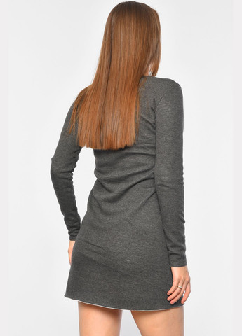 Темно-серое джинсовое платье женское на меху темно-серого цвета с надписью а-силуэт Let's Shop с надписью