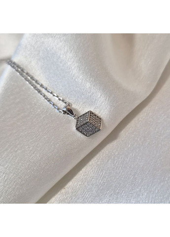 Серебряная подвеска кулон Кубик с Белыми камнями серебро 925 пробы Родированное 1622п 0.92г Nobrand (370438620)