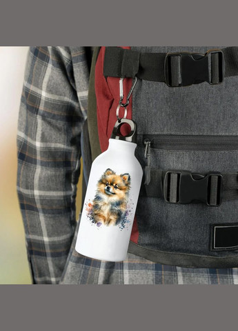 Фляга (бутылка) для воды с карабином Собака (Туристическая, Для кемпинга, Для спорта) #17 500 мл Белый No Brand (323639992)