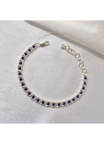 Серебряный браслет Арабский Бисмарк с Синими камнями 17 - 21 см серебро 925 пробы 7003 син 8.22г Nobrand (369612478)