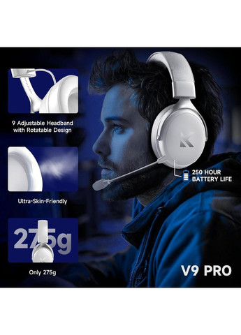 Ігрові бездротові навушники V9 Pro 7.1 Sound, Bluetooth, 2.4G Pink Mchose (370202787)