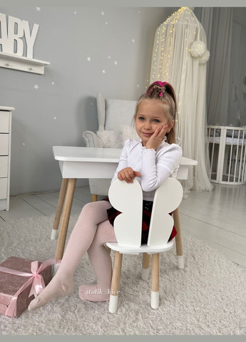 Дитячий столик і стільчик метелик білий. Столик із нішею для олівців і розмальовок No Brand (361259117)