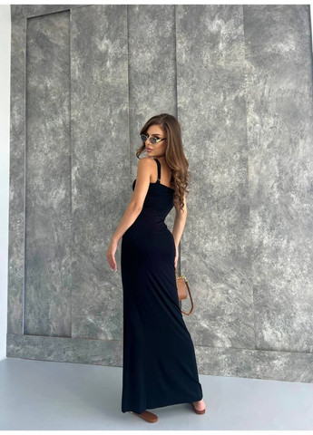 Чорна повсякденний, коктейльна, вечірня жіноча сукня максі силуетна No Brand однотонна