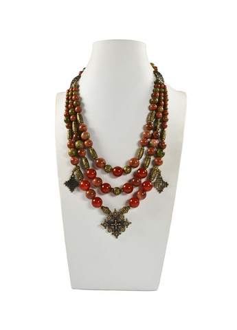 Ожерелье "Багряная ночь" Сердолик, Авантюрин, Яшма Fursa fashion (365958826)