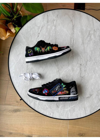 Чорні Осінні кросівки чоловічі і жіночі nike sb dunike low pro qs neckface black | найк сб данк низькі чорні No Brand