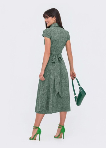 Бірюзова ділова плаття а-силует, на запах Modniysvit в горошок