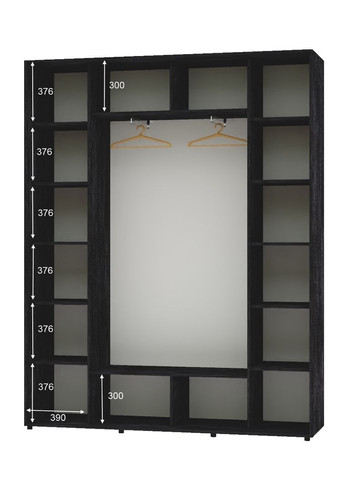 Шкаф-купе трехдверный 200*45*240 Бетон темный 3 двери Зеркало ШК-05 Алекса (360458712)