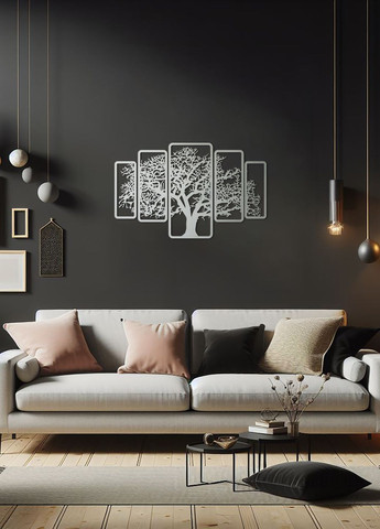 Дерев'яна картина на стіну, декор для кімнати "Дерево картина з 5 частин", декоративне панно 80х130 см Woodyard (292111825)