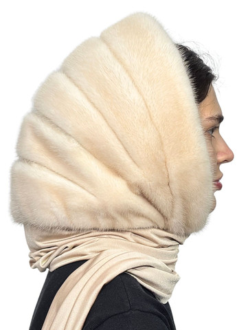 Женский платок на голову из настоящего меха норки Меховой Стиль Ракушка (258565875)