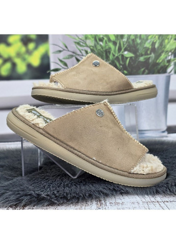 Тапочки жіночі бежеві на хутрі з відкритим носком Inblu (370091712)
