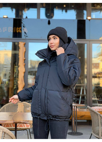 Черная зимняя 🧥 зимняя куртка на синтепоне 250 DK/DL Мода без кордонів