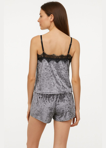 Серая пижама женская велюровая майка шорты серая Modashoping
