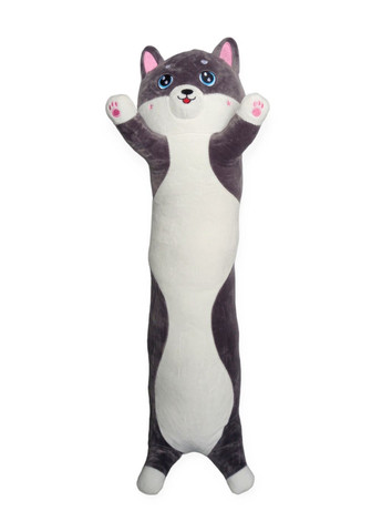 Кот батон 70 см с объемной мордочкой 3Д 3D мягкая игрушка антистресс подушка плюшевый котик обнимашка графит No Brand (289370339)