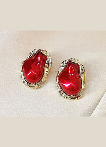 Женские сережки Большие барочные бусины Красные No Brand (334880537)