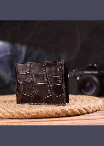 Мініатюрне чоловіче портмоне із натуральної фактурної шкіри 21521 Коричневе Canpellini (298569776)