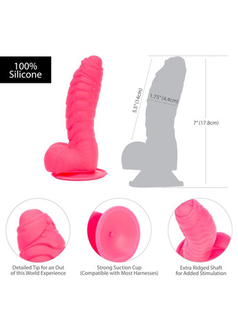 Ребристый фаллоимитатор на присоске Tom 7″ Dildo With Balls - Pink, виброшар в подарок - CherryLove ADDICTION (332209891)
