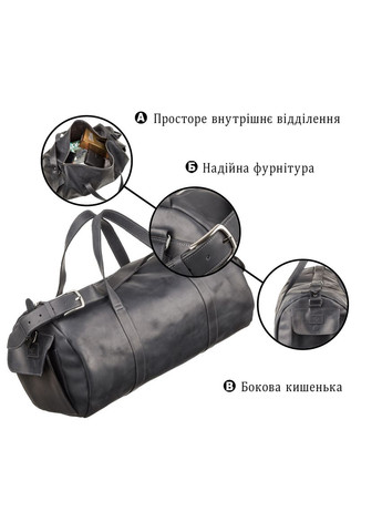 Сумка дорожная Grande Pelle из винтажной кожи черная (sku_11046) No Brand (327819315)