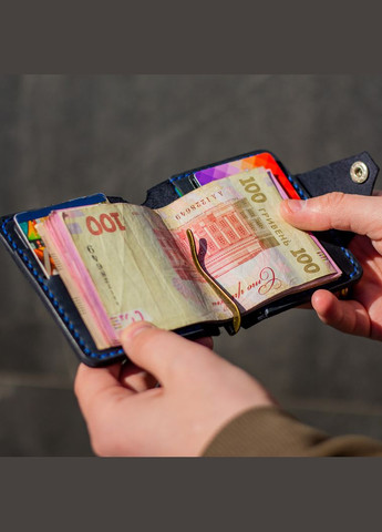 Кошелекзажим Slim темно-синий, натуральная кожа SD Leather (306557936)