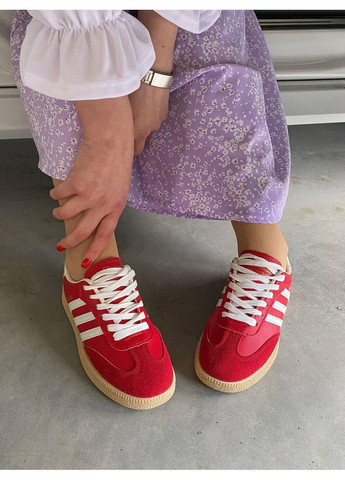 КРОСІВКИ ЖІНОЧІ ADIDAS SAMBA RED WHITE АДІДАС САМБА No Brand білі демісезони (367172954)