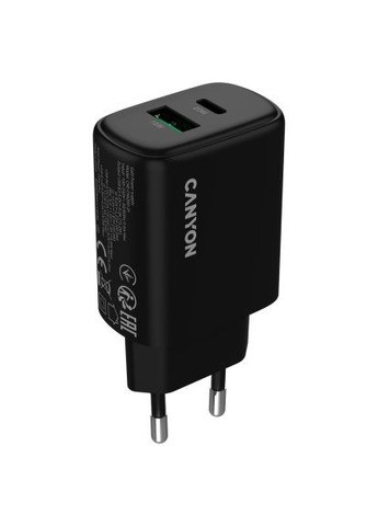 Зарядное устройство для (CNE-CHA200-31) Canyon OnCharge 200 20W 1xPD 1xQC EU Black (369879997)
