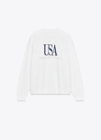 Молочный свитшот Zara надпись (364864826)
