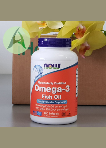 Омега-3, 180 мг ЭПК/120 мг ДГК, 200 капсул Now Foods (330754055)