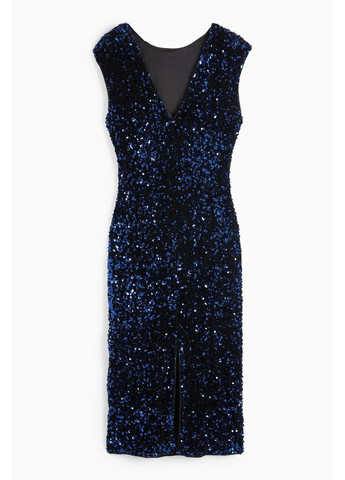 Темно-синее кэжуал платье в пайетки C&A однотонное
