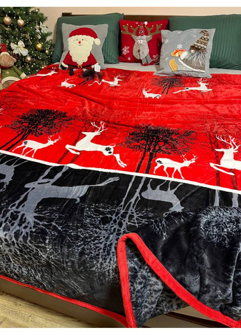 Новогодний флисовый плед олени (евро) Vishnya (365715751)