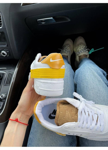 КРОССОВКИ ЖЕНСКИЕ NIKE AIR FORCE 1 TYPE 354 WHITE ORANGE НАЙК АИР ФОРС 1 ПРЕМИУМ No Brand белые демисезоны (367170447)