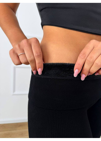 Теплые кашемировые лосины в рубчик на меху леггинсы с высокой талией зимние лосины, универсальный размер No Brand (365655414)