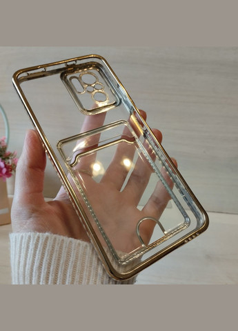 Чохол на xiaomi redmi Note 10 4g / Note 10s силіконовий жіночий із золотистою рамкою та кишенею під картки No Brand (311221905)